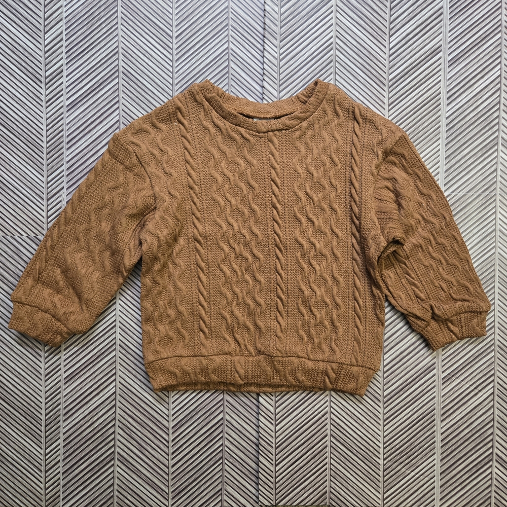 Toddler Brown Cable Knit Sweater Long Sleeve Rustic Top Textured Knitwear 4-5Y
